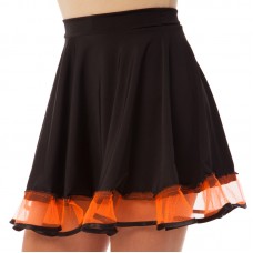 Спідниця кльош з воланом для бальних танців FitGo 42, зріст 164, чорний-помаранчевий, код: DR-1626_42BKOR