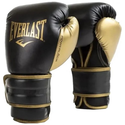 Боксерські рукавиці Everlast Powerlock 2R Trainibg Glove 12 унцій, чорний-золотий, код: 009283611972