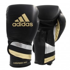 Боксерські рукавички Adidas Speed 501 Adispeed Strap up 12oz, чорно-срібло-золото, код: 15582-1019