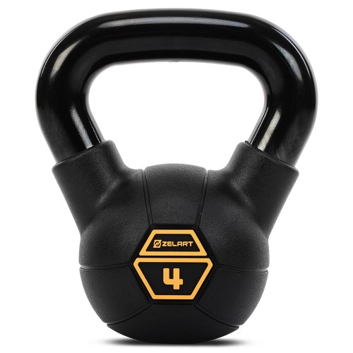 Гиря тренувальна цільна сталева з PVC покриттям Mdbuddy 4кг, чорний, код: TA-5428-4 Гиря тренувальна цільна сталева з PVC покриттям Mdbuddy 4кг, чорний, код: TA-5428-4