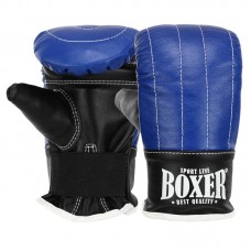 Снарядні рукавички шкіряні Boxer L, синій-чорний, код: 2014_L_BL-S52 Снарядні рукавички шкіряні Boxer L, синій-чорний, код: 2014_L_BL-S52