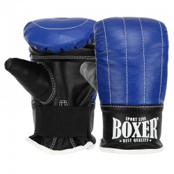 Снарядні рукавички шкіряні Boxer L, синій-чорний, код: 2014_L_BL-S52