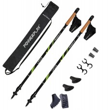 Палиці для скандинавської ходьби PowerPlay Lykke Green 80-135 см (пара) + 2-ві пари чобітків + чохол, код: PP_9111_Green Палиці для скандинавської ходьби PowerPlay Lykke Green 80-135 см (пара) + 2-ві пари чобітків + чохол, код: PP_9111_Green