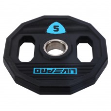 Блини диски поліуретанові 2 Handle металева втулка LiveUp ø51мм, 5кг, чорний, код: LP8023-5-S52