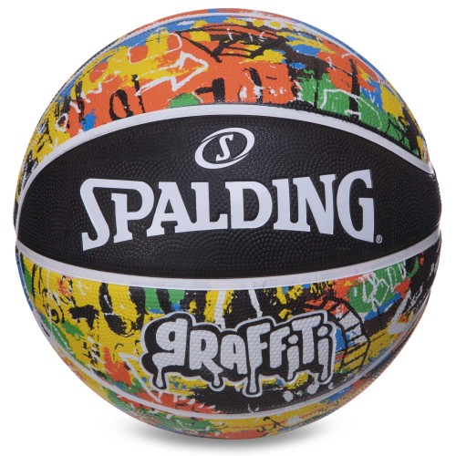 М"яч баскетбольний гумовий Spalding Graffiti №7 чорний-жовтий, код: 84372Y-S52