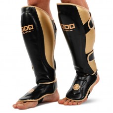 Захист гомілки та стопи для єдиноборств Zelart L, чорний-золотий, код: BO-3918_LBKGO