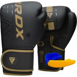 Боксерські рукавиці RDX F6 Kara Matte 16 унцій, чорний-золотий, код: BGR-F6MGL-16OZ