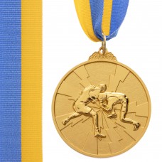 Медаль спортивна зі стрічкою PlayGame Боротьба золотий, код: C-4852_G