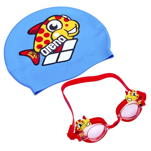 Набір для плавання дитячий окуляри і шапочка Arena World червоний-синій, код: AR-92295-20_R_BL