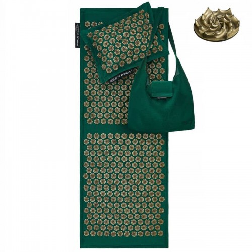 Килимок акупунктурний з подушкою 4Fizjo Eco Mat Аплікатор Кузнєцова 1300x500 мм, Navy Green/Gold, код: P-5907739313614