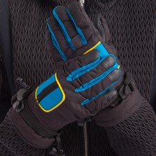 Перчатки горнолыжные теплые детские Camping M-XL черный-голубой, код: C-7706_BKN-S52