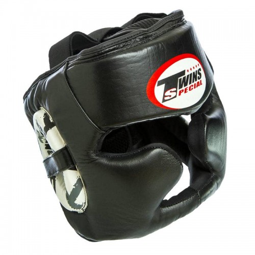 Шолом боксерський з повним захистом шкіряний Twins S, чорний, код: TW-015_SBK
