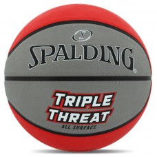 М"яч баскетбольний гумовий Spalding Triple Threat №7, сірий-червоний, код: 84546Z