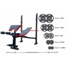 Лава для жиму універсальна RN-Sport ReadMeBlack + штанга з металевими дисками 75 кг, код: RMB-75m Лава для жиму універсальна RN-Sport ReadMeBlack + штанга з металевими дисками 75 кг, код: RMB-75m