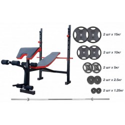 Лава для жиму універсальна RN-Sport ReadMeBlack + штанга з металевими дисками 75 кг, код: RMB-75m Лава для жиму універсальна RN-Sport ReadMeBlack + штанга з металевими дисками 75 кг, код: RMB-75m