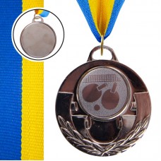 Медаль спортивна зі стрічкою PlayGame Aim Пінг-понг срібна, код: C-4846-0071_S