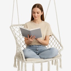 Крісло-гойдалка підвісна квадратна WCG + м’яка подушка, білий, код: QNSW03WH-IF