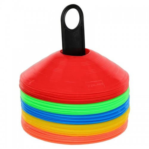 Фішки конуси тренувальні набір Zelart 50шт, висота 5см, ø19,5см, різнокольорові, код: C-5342