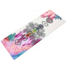 Килимок для йоги Record замшевий 1830x610x3мм, бежевий з принтом Чакри, код: FI-5662-25-S52