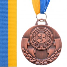 Медаль спортивна зі стрічкою PlayGame Aim бронзова, код: C-4842_B-S52