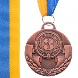 Медаль спортивна зі стрічкою PlayGame Aim бронзова, код: C-4842_B-S52