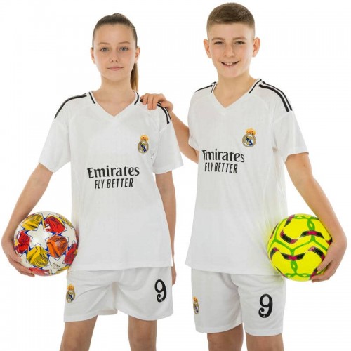 Форма футбольна дитяча PlayGame із символікою Real Madrid Mbappe 9 домашня 2025, розмір 28, зріст 145-150, білий, код: CO-4633_28