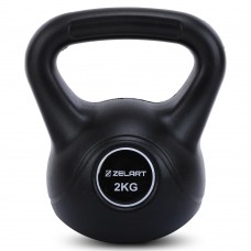 Гиря тренувальна цільна пластикова Zelart 2кг, чорний, код: TA-5427-2-S52 Гиря тренувальна цільна пластикова Zelart 2кг, чорний, код: TA-5427-2-S52