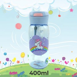 Пляшка для води Casno Єдиноріг з соломинкою 400 мл, бузкова, код: KXN-1195_Unicorn