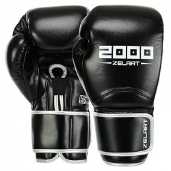 Боксерські рукавиці шкіряні Zelart 12 унцій, чорний, код: BO-3880_12BK