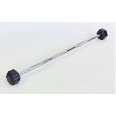 Штанга фіксована Zelart Rubber Hexagon Barbell вигнута гумова довжина-95см 20кг, код: TA-6231-20-S52