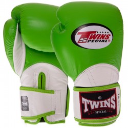 Рукавички боксерські шкіряні Twins Velcro 12 унцій, зелений-білий, код: BGVL11_12GW