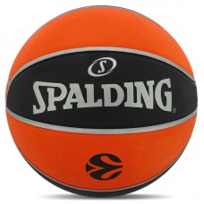 М"яч баскетбольний гумовий Spalding Euro Turk №7, чорний-помаранчевий, код: 84506Z