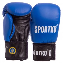Рукавички боксерські професійні з печаткою ФБУ SportKo 10 унцій, синій, код: SP-4705_10BL