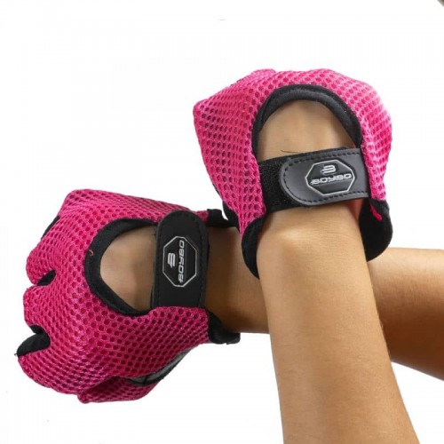 Рукавички велосипедні без пальців BoyBo шкіра/сітка рожеві, код: SF6-301-3 Рукавички велосипедні без пальців BoyBo шкіра/сітка рожеві, код: SF6-301-3