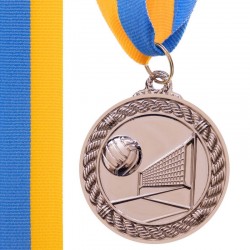 Медаль спортивна зі стрічкою PlayGame Волейбол срібна, код: C-7018_S