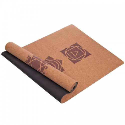 Килимок для йоги Record корковий каучуковий з принтом 1830x610x4мм, коричневий, код: FI-7156-2-S52 Килимок для йоги Record корковий каучуковий з принтом 1830x610x4мм, коричневий, код: FI-7156-2-S52
