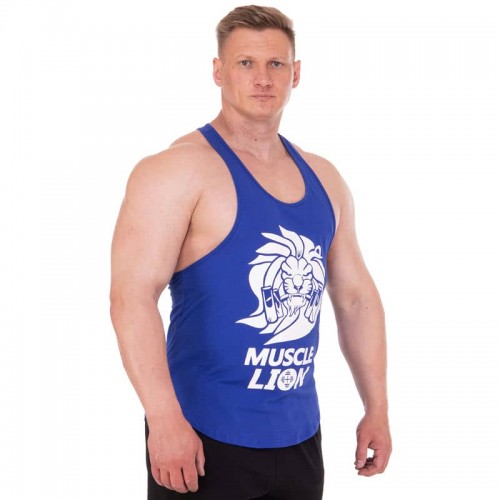 Майка борцовка спортивна чоловіча PlayGame Muscle Lion, 2XL, зріст 185-190, синій, код: ML-1185_2XLBL