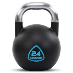 Гиря змагальна цільна сталева пофарбована з хромованою ручкою LiveUp 24кг, чорний, код: LP8042-24 Гиря змагальна цільна сталева пофарбована з хромованою ручкою LiveUp 24кг, чорний, код: LP8042-24