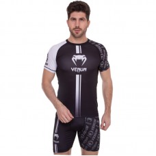 Комплект компресійний чоловічий  (футболка і шорти) Venum 2XL, зріст 180-185, чорний-білий, код: CO-8131-CO-8231_2XLBK