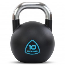 Гиря змагальна цільна сталева пофарбована з хромованою ручкою LiveUp 10кг, чорний, код: LP8042-10