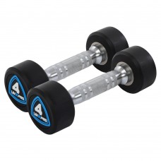 Гантелі цільні професійні з поліуретановим покриттям LiveUp 2х4кг, чорний-синій, код: LP8075-4 Гантелі цільні професійні з поліуретановим покриттям LiveUp 2х4кг, чорний-синій, код: LP8075-4