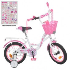 Велосипед дитячий Profi Kids Butterfly d=14, біло-рожевий, код: Y1425-1-MP