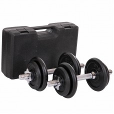 Гантелі розбірні сталеві пофарбовані в пластиковому кейсі Zelart 2х10кг, чорний, код: TA-7230-20