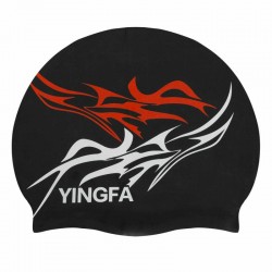 Шапочка для плавання силіконова для дорослих Yingfa чорний-червоний, код: C0091_BKR