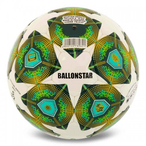 М"яч футбольний Ballonstar Premier №5 PU, білий-зелений, код: FB-5157_G