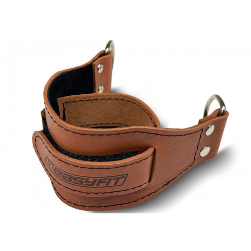Манжета для тяги на тренажері EasyFit F9 шкіряний, коричневий, код: EF-LGSTR-F9-BR