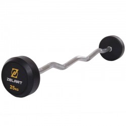 Штанга фіксована вигнута обрезиненная Zelart Rubber Coated Barbell 25кг, код: TA-2687-25-S52