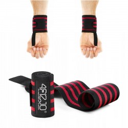 Бинти для зап"ясть (кистьові бинти) 4Fizjo Wrist Wraps 420х80 мм, чорний-червоний, код: P-5907739313003