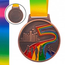 Медаль спортивна зі стрічкою кольорова PlayGame Біг Марафон d-65 мм бронзова, код: C-0348_B