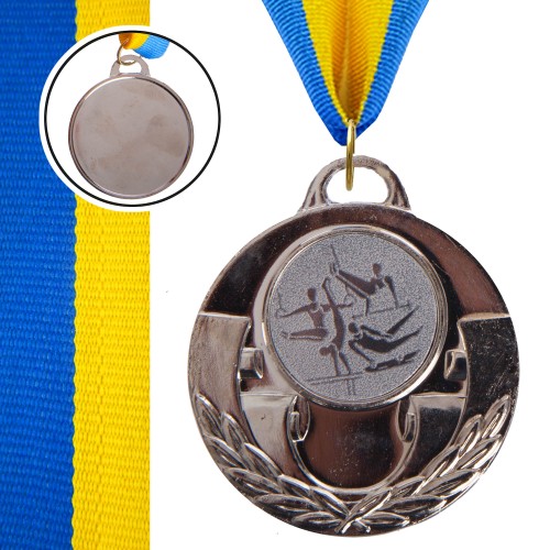 Медаль спортивна зі стрічкою PlayGame Aim Спортивна гімнастика срібло, код: C-4846-0075_S Медаль спортивна зі стрічкою PlayGame Aim Спортивна гімнастика срібло, код: C-4846-0075_S